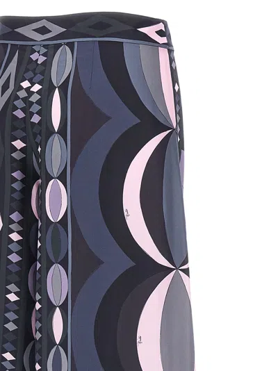 Pucci Geometric High Waist Wide Leg Trousers In Blue