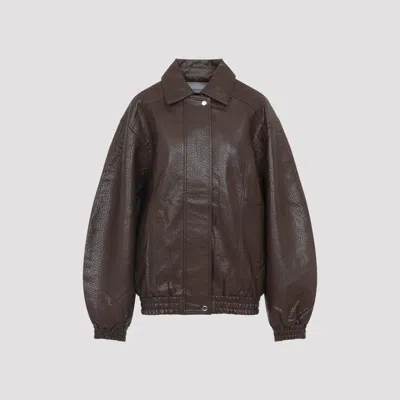 The Frankie Shop Prescott Grained Faux Leather Jacket In Green