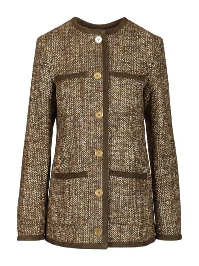 Golden Goose Journey Boxy Tweed Jacket In Green
