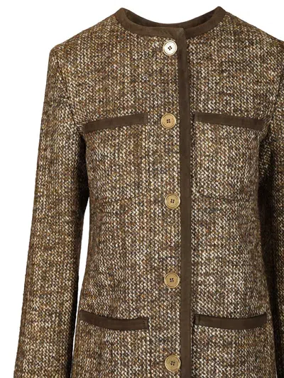 Golden Goose Journey Boxy Tweed Jacket In Green