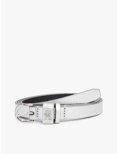 Tommy Hilfiger Metallic Pebbled Leather Belt In Metallic