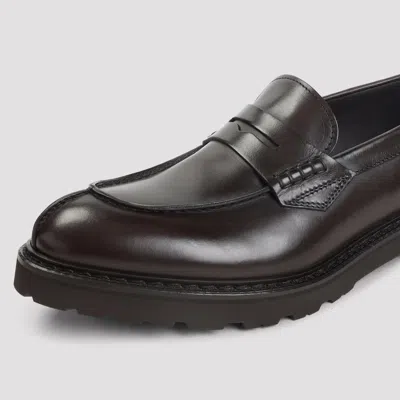 Canali Brown Leather College With Pennypack And Eva Sole Loafers In Brown