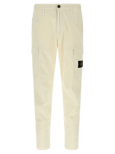 Stone Island Cargo Pants With Logo Badge And Pockets In Neutral