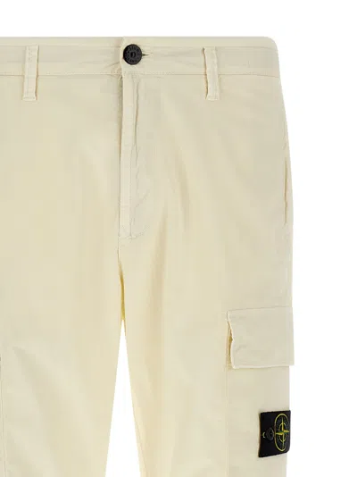 Stone Island Cargo Pants With Logo Badge And Pockets In Neutral