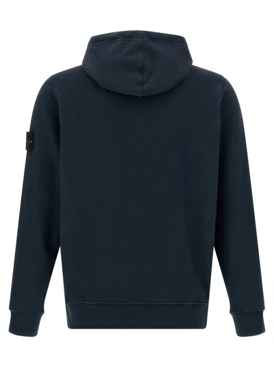 Stone Island Brushed Organic Cotton Fleece Hoodie Clothing In Blue