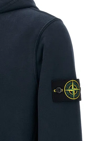 Stone Island Brushed Organic Cotton Fleece Hoodie Clothing In Blue