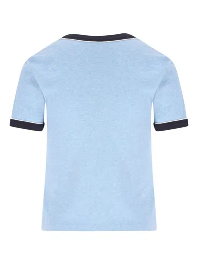 Chloé Short Sleeve Crew Neck T-shirt With Trim In Blue