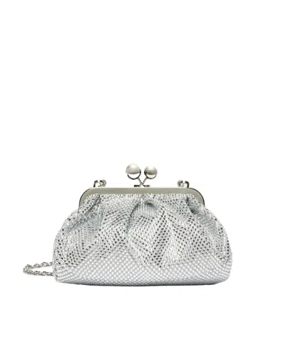 Weekend Max Mara Borsa Pasticcino Small In Raso E Strass Nera Bianco Ottico In Brown