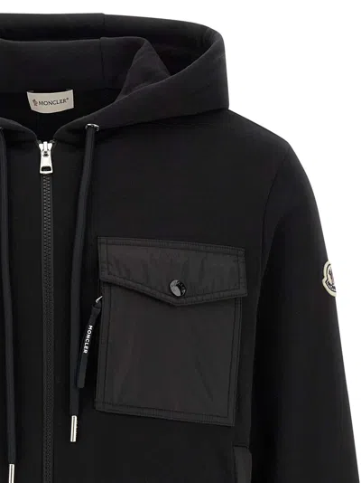 Moncler Kapuzenpullover Mit Nyloneinsatz In Black