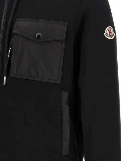 Moncler Kapuzenpullover Mit Nyloneinsatz In Black