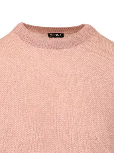 Ermenegildo Zegna Oasi Cashmere Crew Neck Sweater Knitwear Rose In Pink