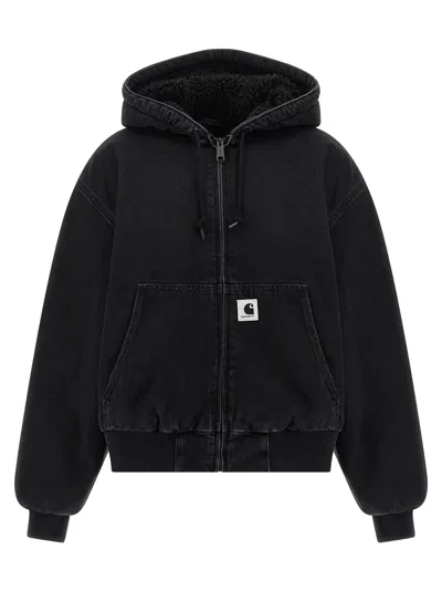 Carhartt Wide-fit Jacket In Dearborn Canvas With Quilted Lining In Black