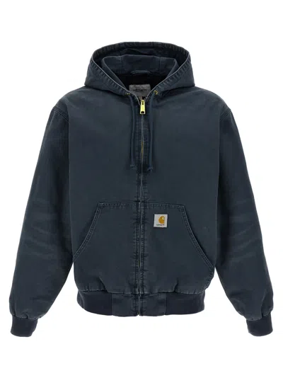 Carhartt Adjustable Hood Logo Patch Jacket In Blue