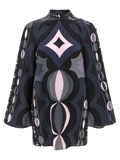 Pucci Patterned Dress Dresses Multicolor In Blue