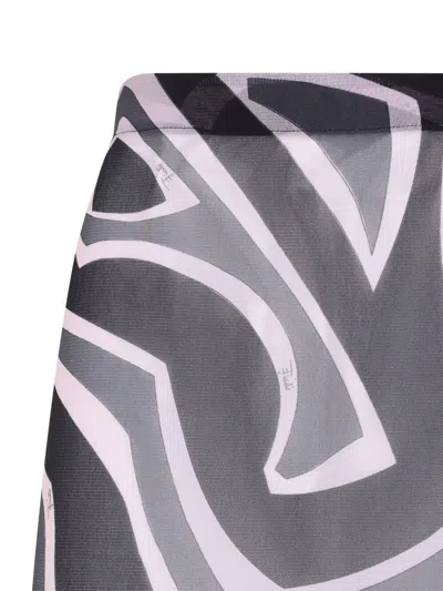 Pucci Prnted Tulle Longuette Midi Skirt Clothing In Multi