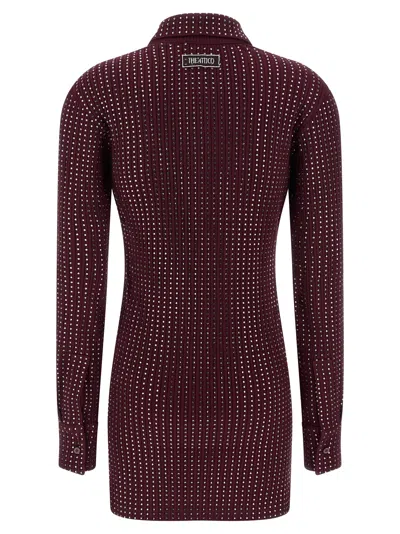 Attico Rhinestone Dress Dresses Bordeaux In Multi