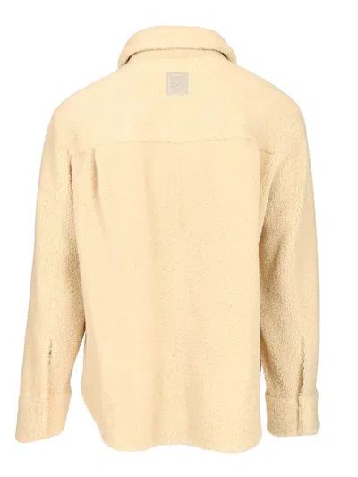 Loewe Shearling Overshirt Shirts White In Brown