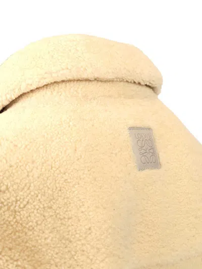 Loewe Shearling Overshirt Shirts White In Brown