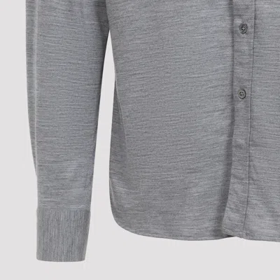 Canali Long-sleeved Wool Shirt In Gray