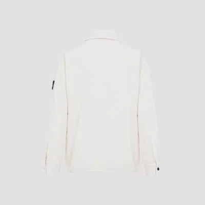 Stone Island White Logo Patch Overshirt In White
