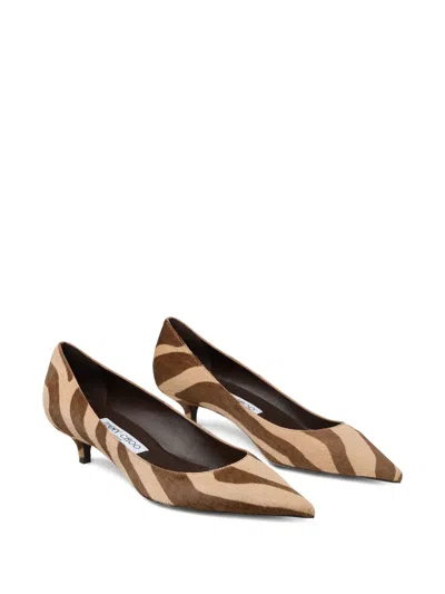 Jimmy Choo Animal Print Kitten Heel Pointed Toe Pumps In Brown