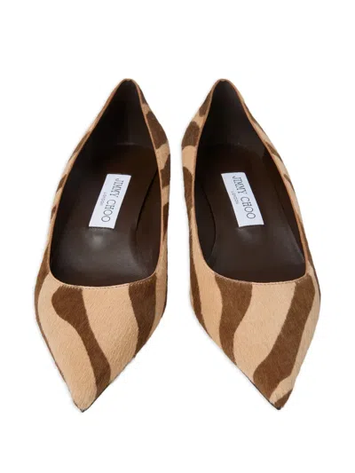 Jimmy Choo Animal Print Kitten Heel Pointed Toe Pumps In Brown