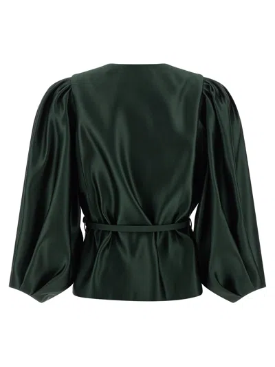Fendi Balloon-sleeve Belted Blazer In Green