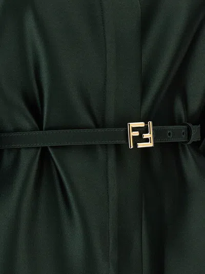Fendi Balloon-sleeve Belted Blazer In Green