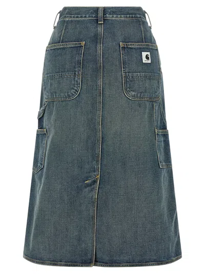 Carhartt Contrast-stitching Denim Skirt In Blue