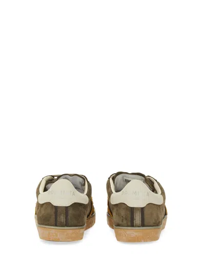Premiata Low-top Sneakers In Soft Olive Calf Leather In Green