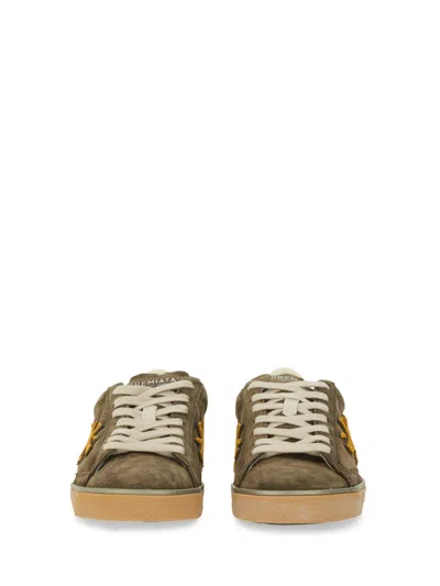 Premiata Low-top Sneakers In Soft Olive Calf Leather In Green