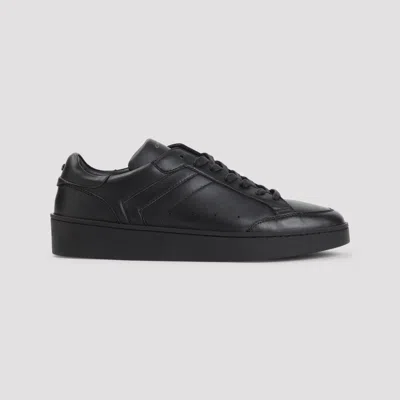 Canali Refined Black Sneakers With Durable Rubber Sole In Black