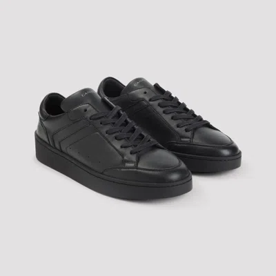 Canali Refined Black Sneakers With Durable Rubber Sole In Black