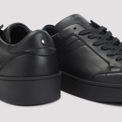 Canali Refined Black Sneakers With Durable Rubber Sole In Black