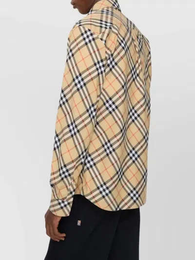 Burberry Button-down Collar Checked Pattern Shirt In Gray