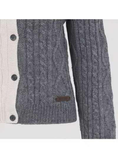 Moschino Cable Knit Color Block Long Sleeve Sweater In Multi