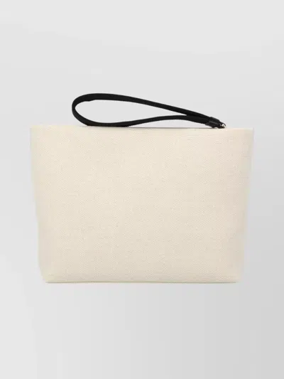 Givenchy Canvas Rectangular Clutch Bag With Wrist Strap In White