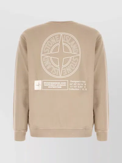 Stone Island Cotton Sweatshirt With Ribbed Cuffs And Hem In Multi