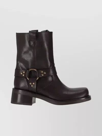 P.a.r.o.s.h Ankle Boots With Block Heel And Round Toe In Brown