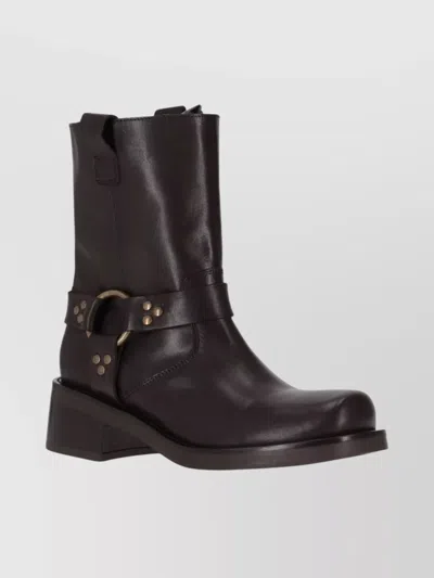 P.a.r.o.s.h Ankle Boots With Block Heel And Round Toe In Brown