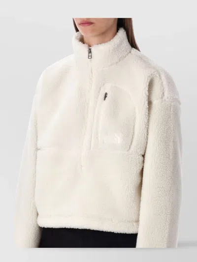 The North Face Fleece Jacket With High Collar And Pockets In White