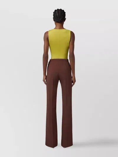 Elisabetta Franchi Fitted Sleeveless Top With Button Embellishments And Gathered Neckline In Yellow