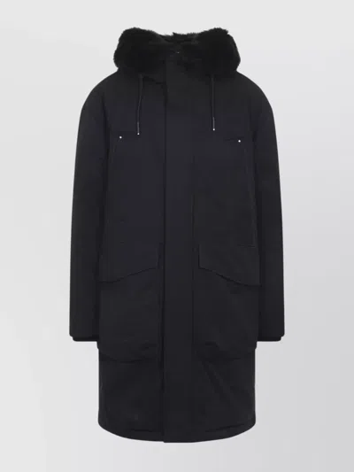 Moose Knuckles Feather Down Insulated Black Parka With Plush Fur-lined Hood In Black