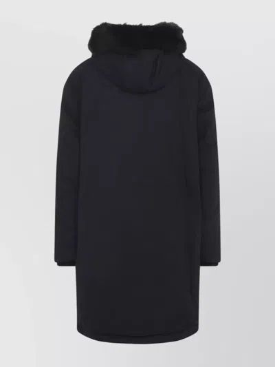 Moose Knuckles Feather Down Insulated Black Parka With Plush Fur-lined Hood In Black