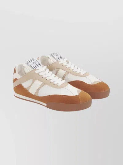 Chloé Kick Brown And White Sneakers In Mesh And Leather In Multi