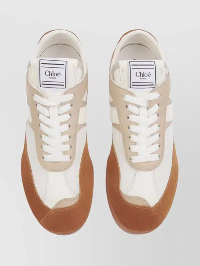 Chloé Kick Brown And White Sneakers In Mesh And Leather In Multi