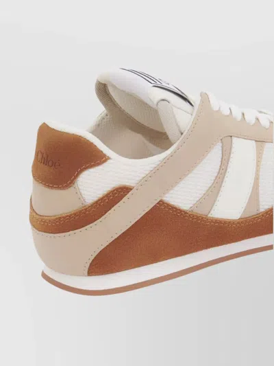 Chloé Kick Brown And White Sneakers In Mesh And Leather In Multi