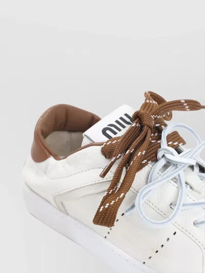 Miu Miu Calf Leather Lace-up Sneakers In Multi
