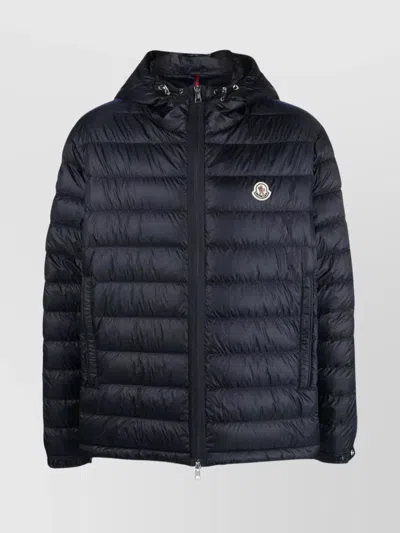 Moncler Blue Logo Patch Puffer Jacket In Multi