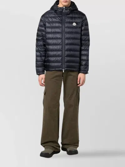 Moncler Blue Logo Patch Puffer Jacket In Multi